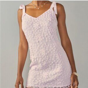 Francesca's Mi Ami Pale Pink Floral Tie Straps Mini Dress Size XS